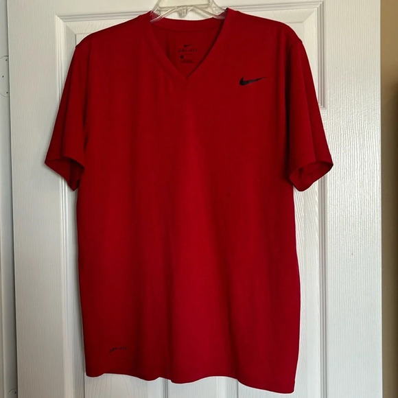Nike Dri-Fit men’s red short sleeve v neck t-shirt size large - Picture 1 of 8